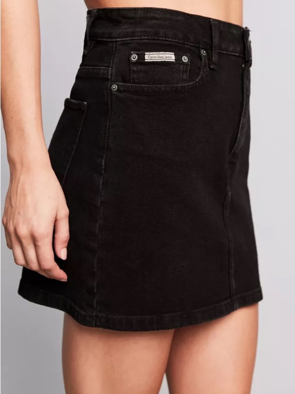 Calvin Klein Women UO Black Denim Mini Skirt S Y2K Whimsigoth High Waisted